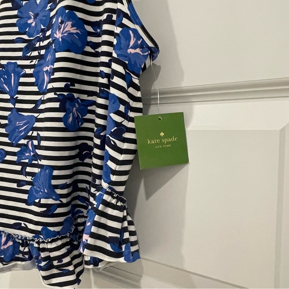 Kate Spade Hibiscus Striped Tank Top Rich Navy California Dreaming Size XS - Picture 7 of 7
